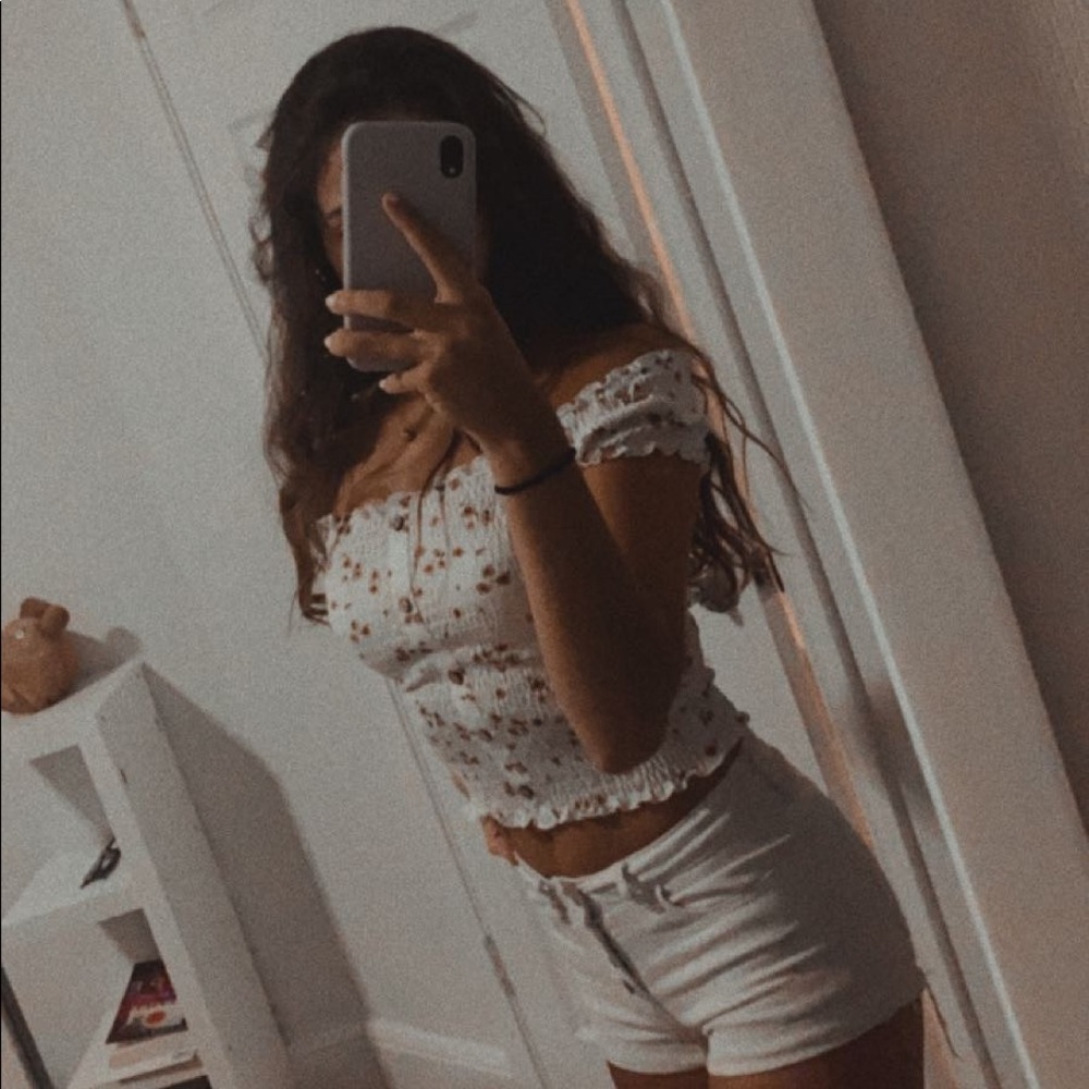 White Floral Crop Top